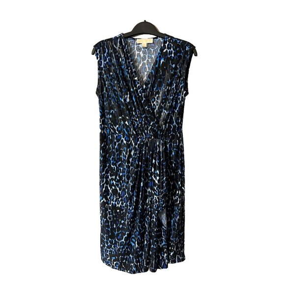 Michael Kors Dress M Medium 6 8 10 Blue Black White Stretch Sleeveless Washable - Picture 5 of 6